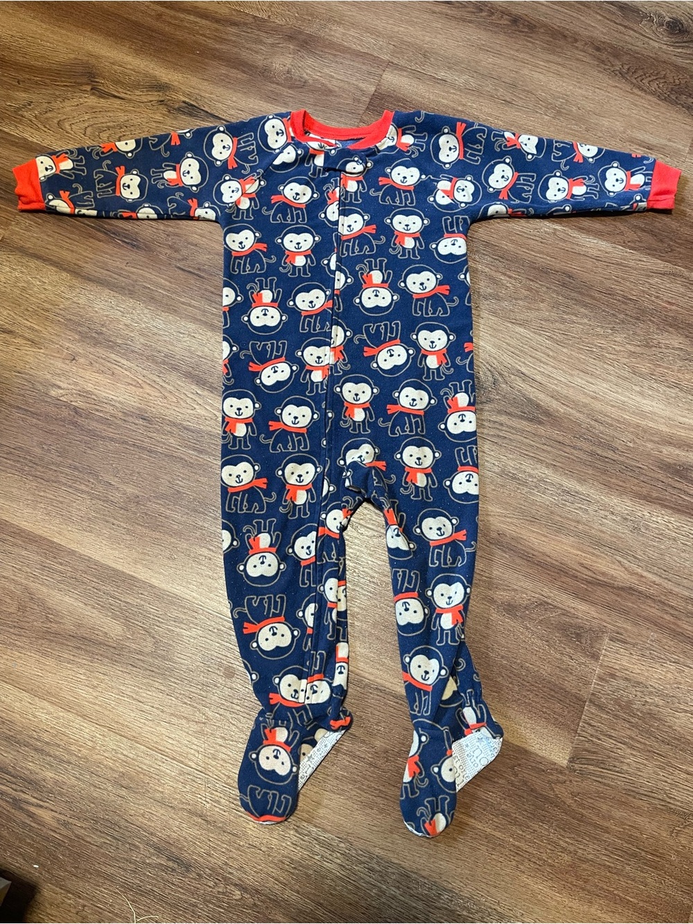 Carter's Navy Monkey Print Footed Pajamas
